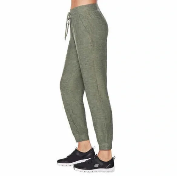 Women's Skechers Go Walk lightweight soft brushed joggers olive green pockets - Picture 3 of 13